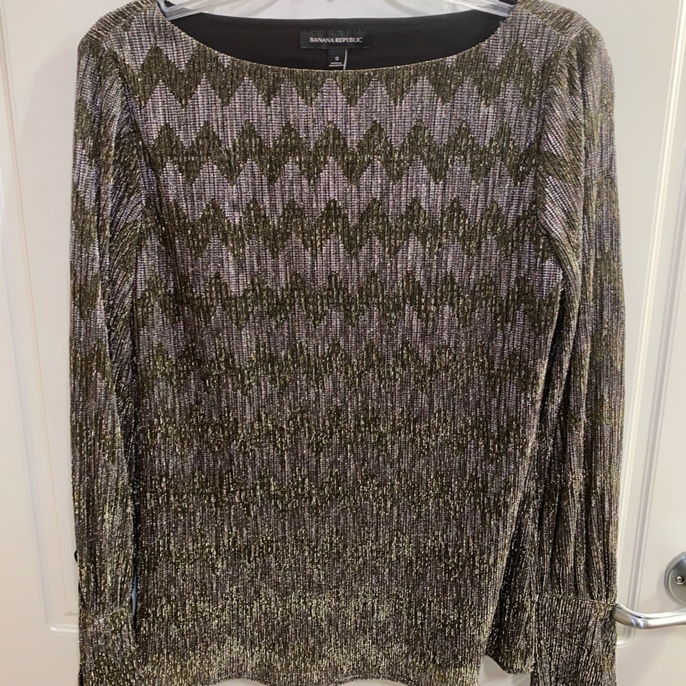 Banana Republic Shimmer Top Boat Neck Blouse Sz S!